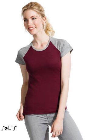 Γυναικείο δίχρωμο T-shirt με ρεγκλάν μανίκια sols 11195